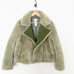 Green Faux Fur Moto Jacket by Paul and Joe Sister